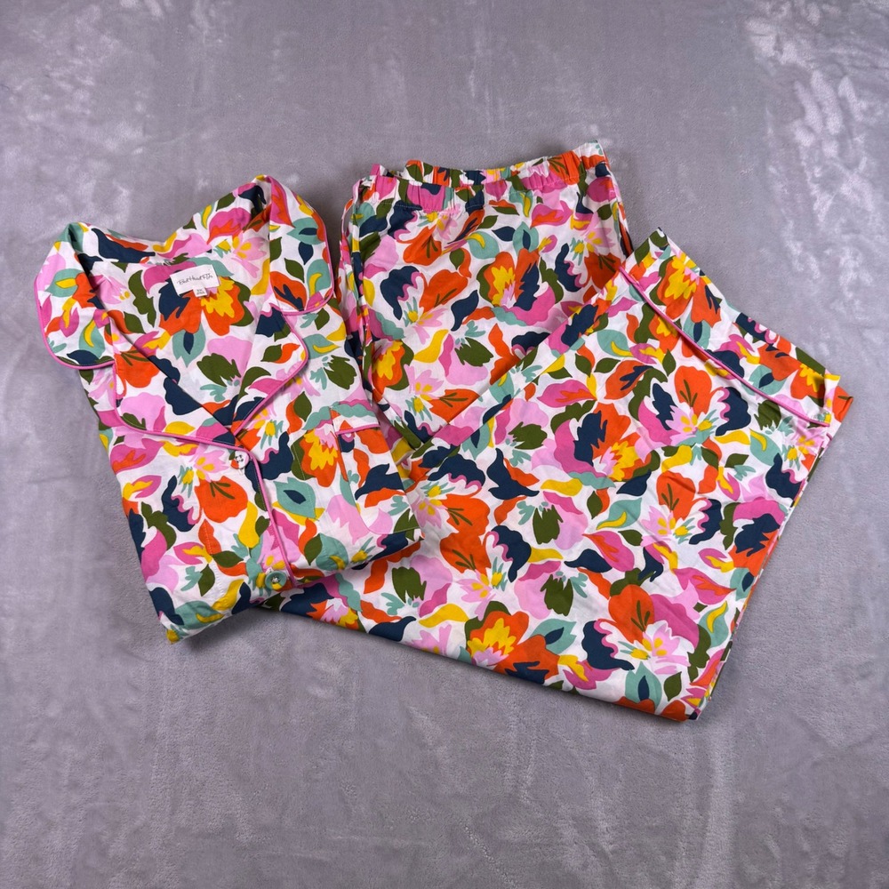 BedHead Pajamas Womens 3X Floral Print 100% Cotton Short Sleeve Pajama Set Multi